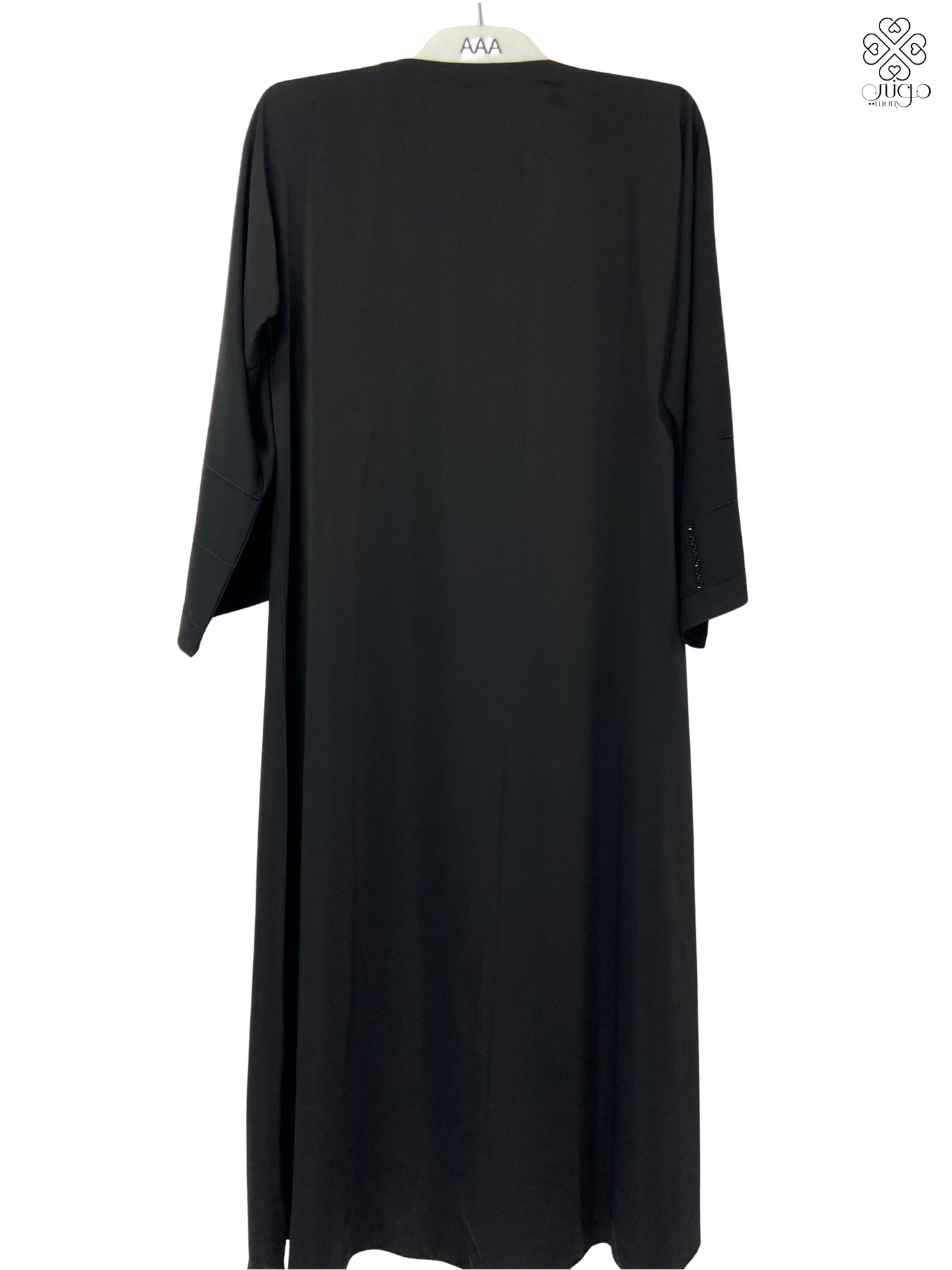 ✨ Premium Nada Black Abaya – Hand Beaded Sleeve & Panel Design