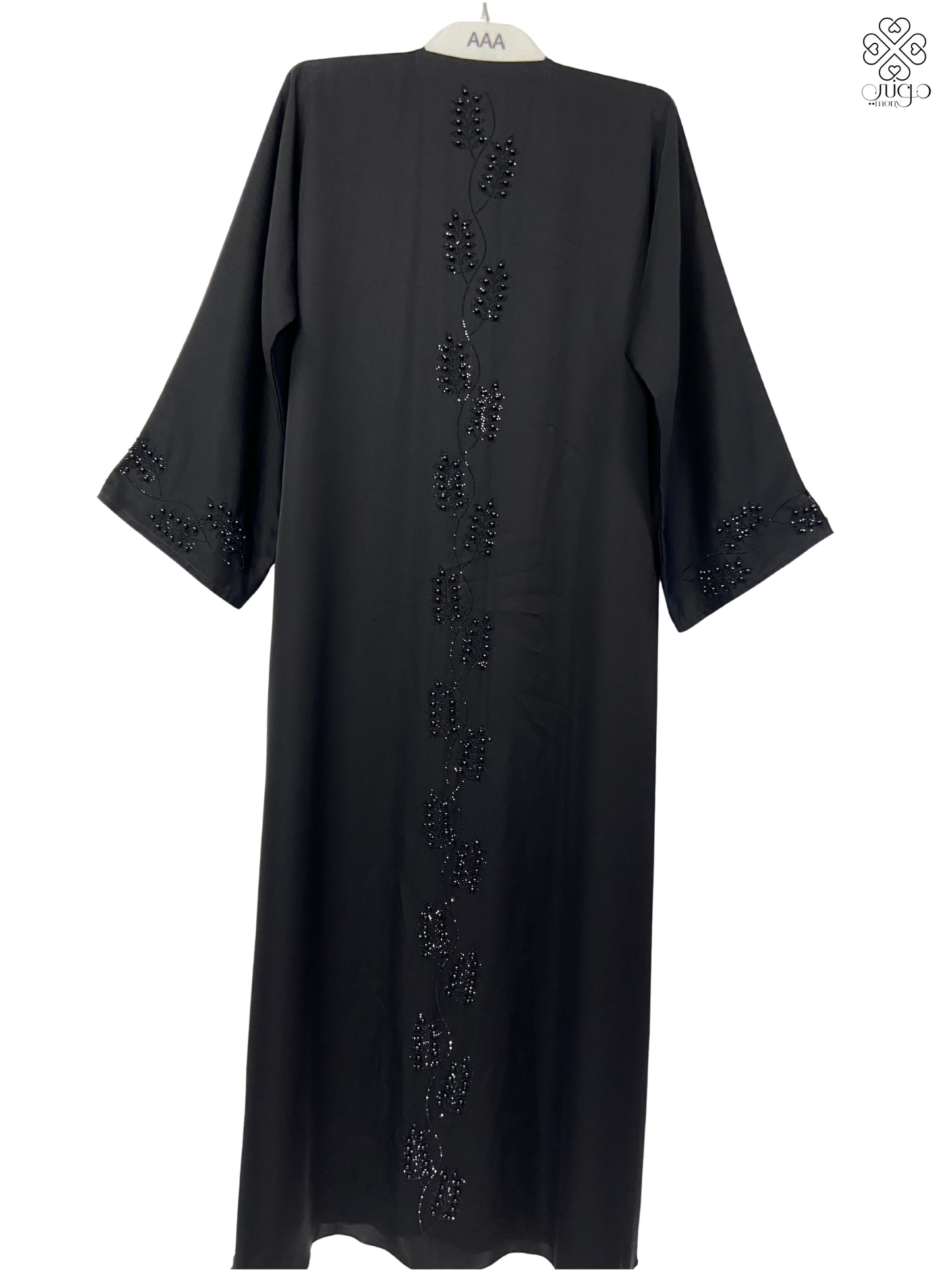 ✨ Luxury Hand-Embroidered Nada Abaya – Vine Crystal Design