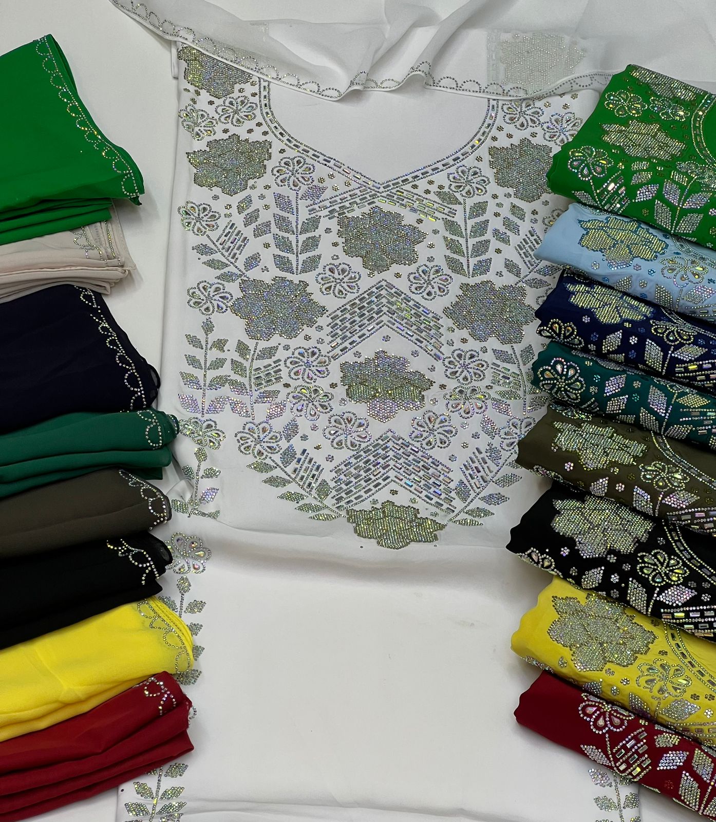 Shine with a luxurious Arabian look with this new diamond set Armani silk