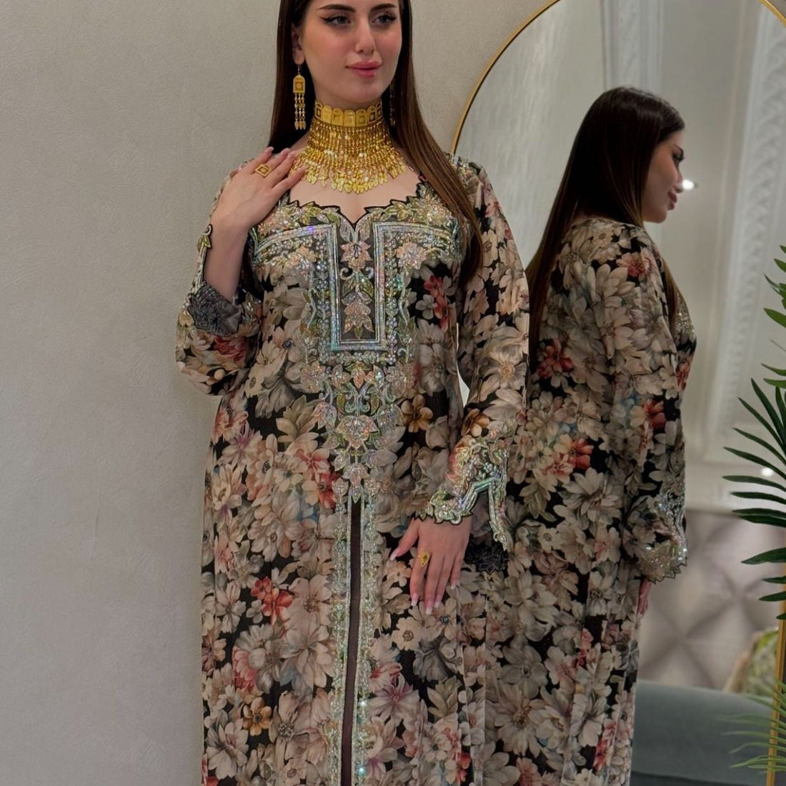 Elegance Redefined: Italian Silk Floral Kaftan