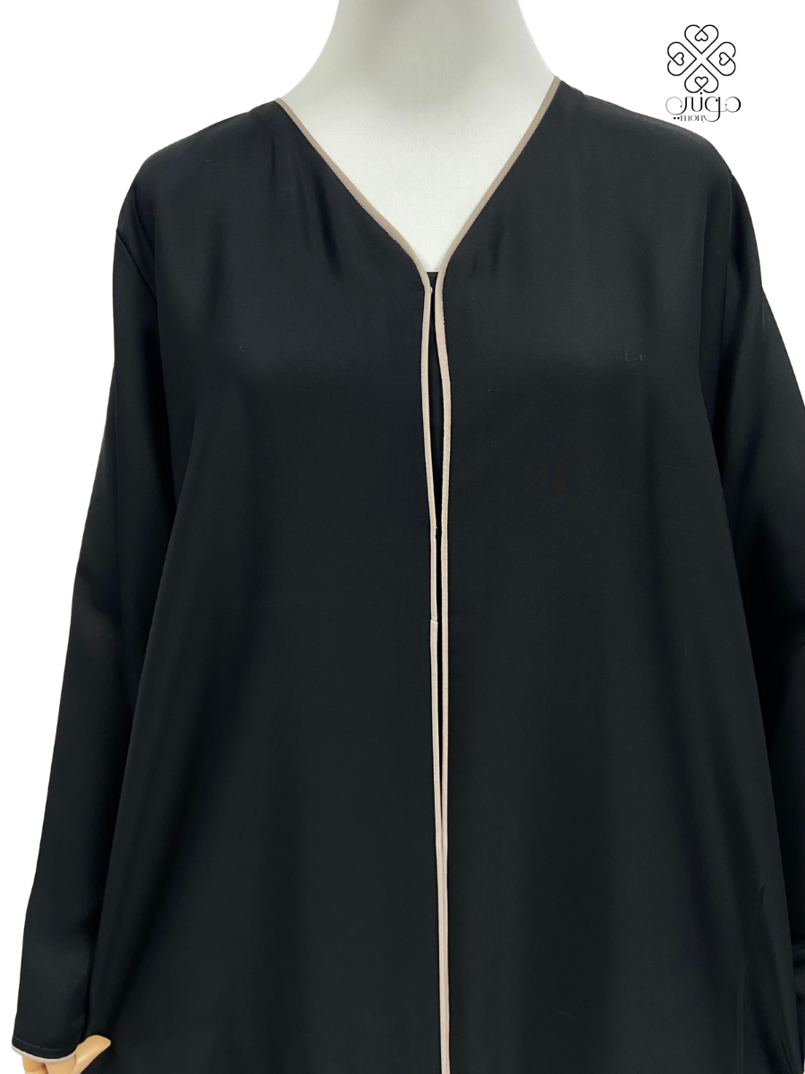 🌿 Elegant Floral Embroidery Abaya – Nada Fabric