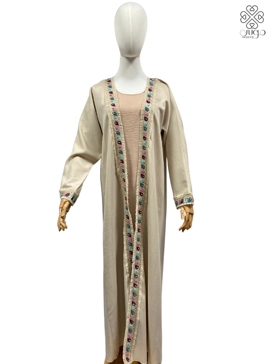 ✨ Beige Millions Fabric Abaya