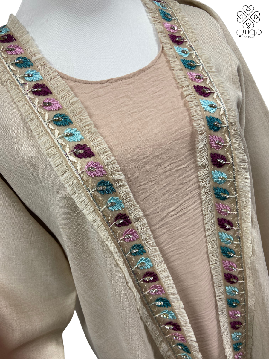 ✨ Beige Millions Fabric Abaya