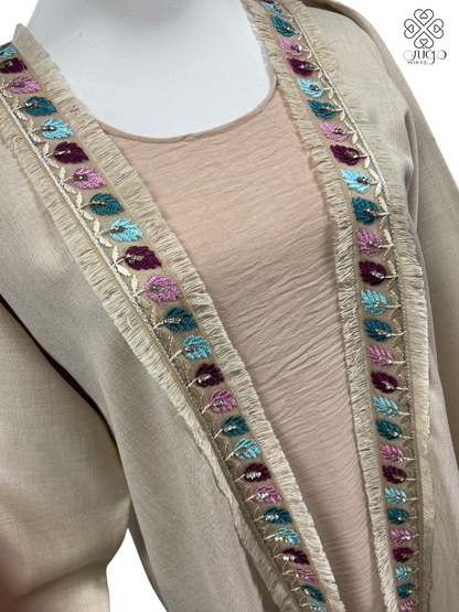 ✨ Beige Millions Fabric Abaya