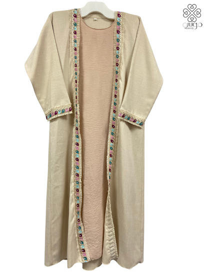 ✨ Beige Millions Fabric Abaya