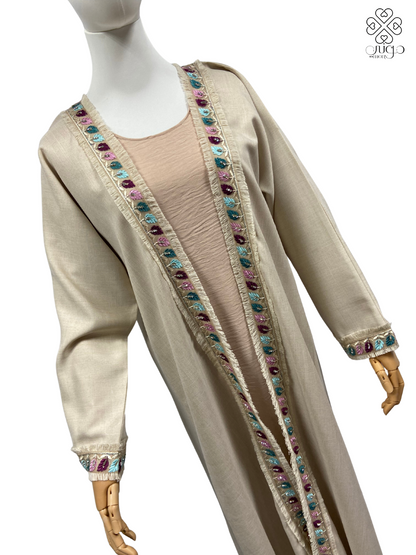 ✨ Beige Millions Fabric Abaya