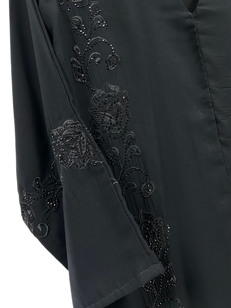✨ Elegant Black Chiffon Abaya