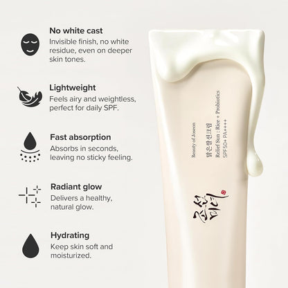 Beauty of Joseon Relief Sun Rice Probiotics SPF 50+ PA++++ Korean Sunscreen sunblock for Face Daily Sunscreen for Men Women Skincare 50ml