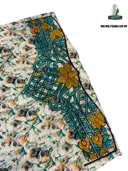 🌼 Amoudi 100% cotton Mukhawar with luxurious royal embroidery