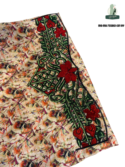 🌼 Amoudi 100% cotton Mukhawar with luxurious royal embroidery