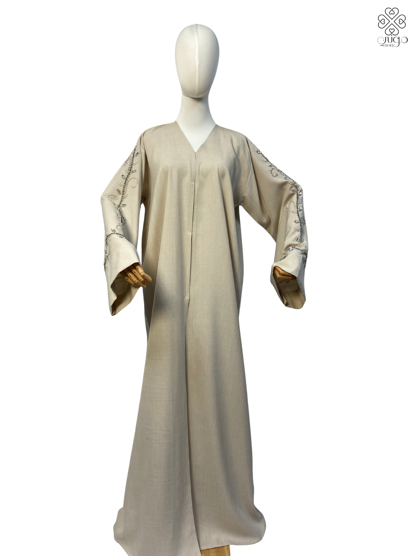 🌿 Elegant Beige Chetan Abaya