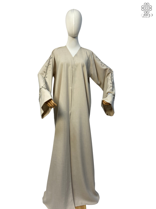 🌿 Elegant Beige Chetan Abaya