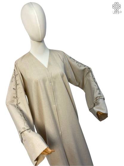 🌿 Elegant Beige Chetan Abaya
