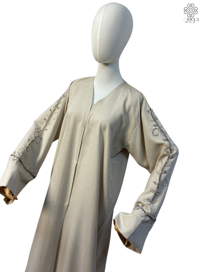 🌿 Elegant Beige Chetan Abaya