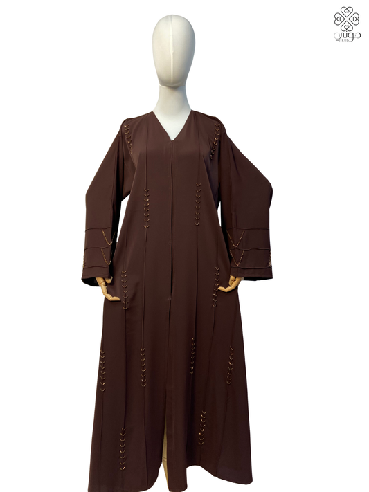 ✨ Premium Nada Embroidered Abaya – Brown