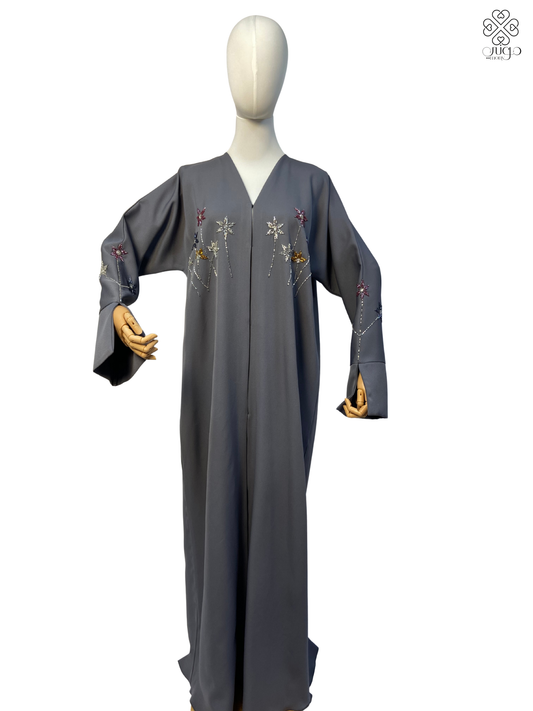 ✨ Elegant Hand-Embellished Floral Abaya