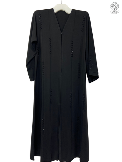 ✨ Premium Nada Black Abaya – Hand Beaded Sleeve &amp; Panel Design
