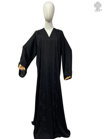 ✨ Luxury Hand-Embroidered Nada Abaya – Vine Crystal Design