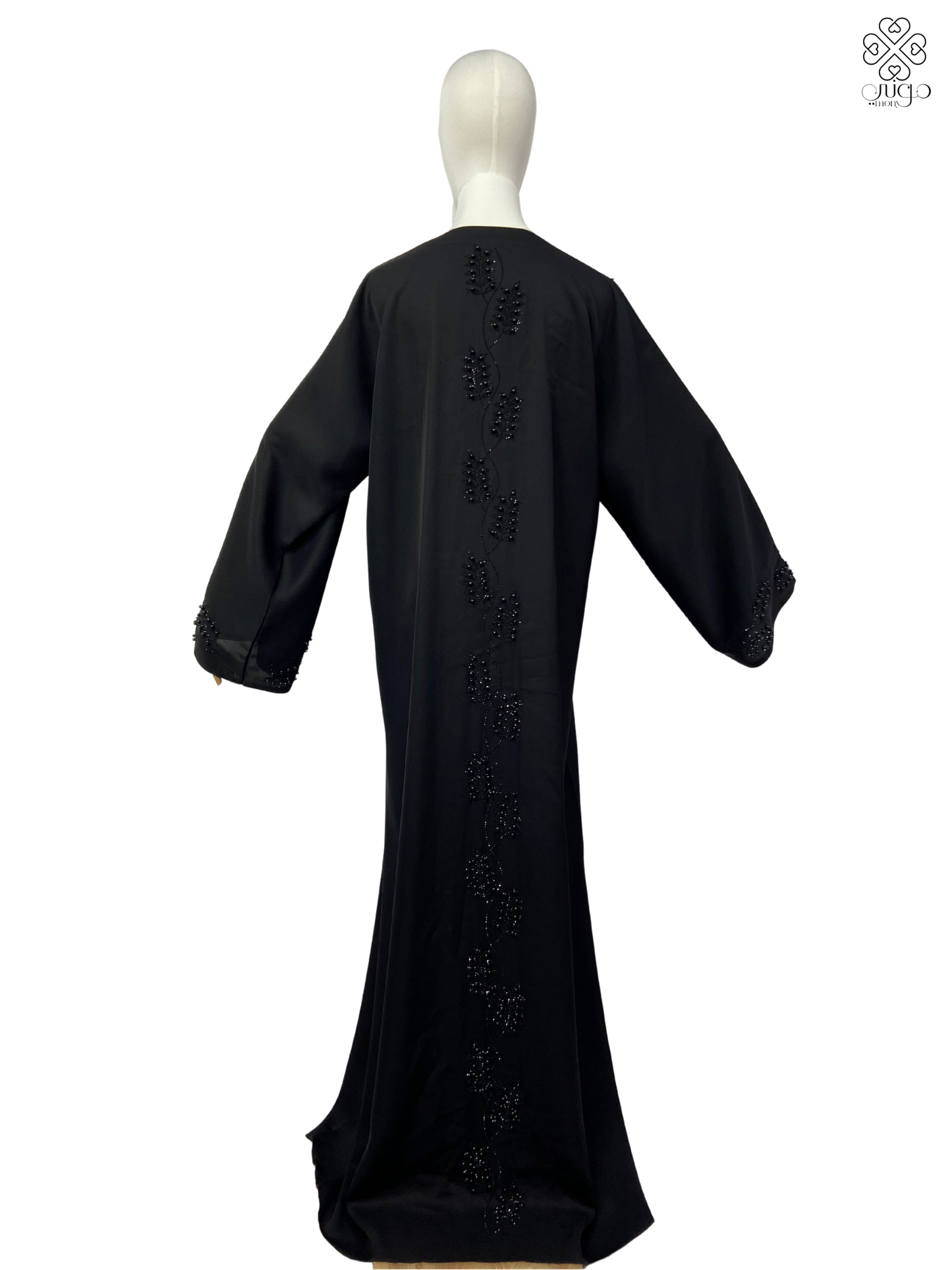 ✨ Luxury Hand-Embroidered Nada Abaya – Vine Crystal Design