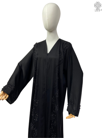 ✨ Luxury Hand-Embroidered Nada Abaya – Vine Crystal Design
