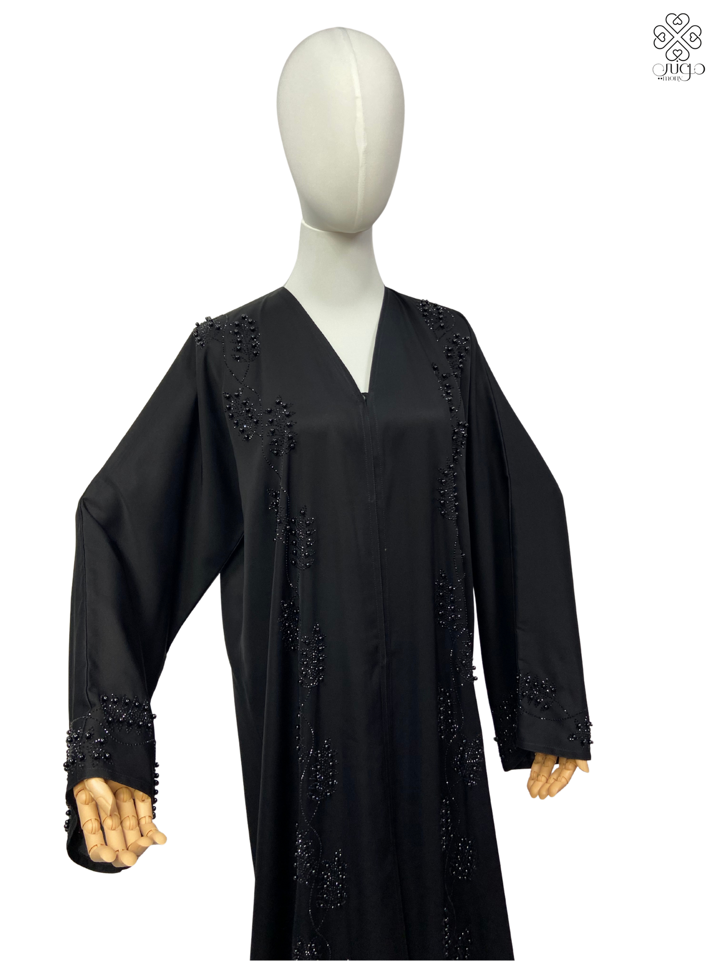 ✨ Luxury Hand-Embroidered Nada Abaya – Vine Crystal Design