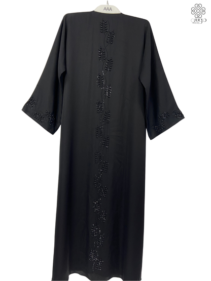 ✨ Luxury Hand-Embroidered Nada Abaya – Vine Crystal Design