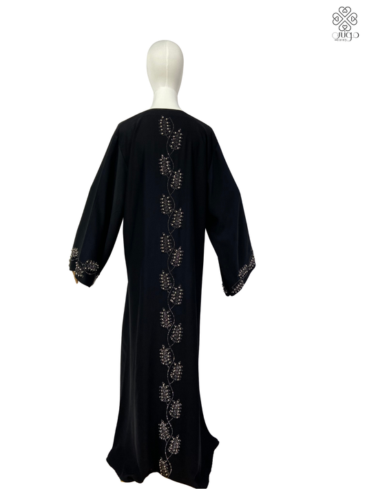 ✨ Luxury Hand-Embroidered Nada Abaya – Vine Crystal Design