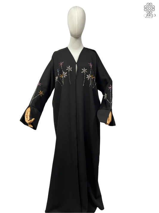 ✨ Premium Hand-Embellished Chetan Abaya – Floral Star Edition