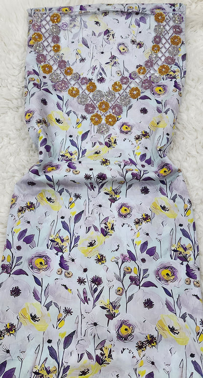 Enjoy the premium quality of Swiss digital cotton fabric specially designed for fine embroidery