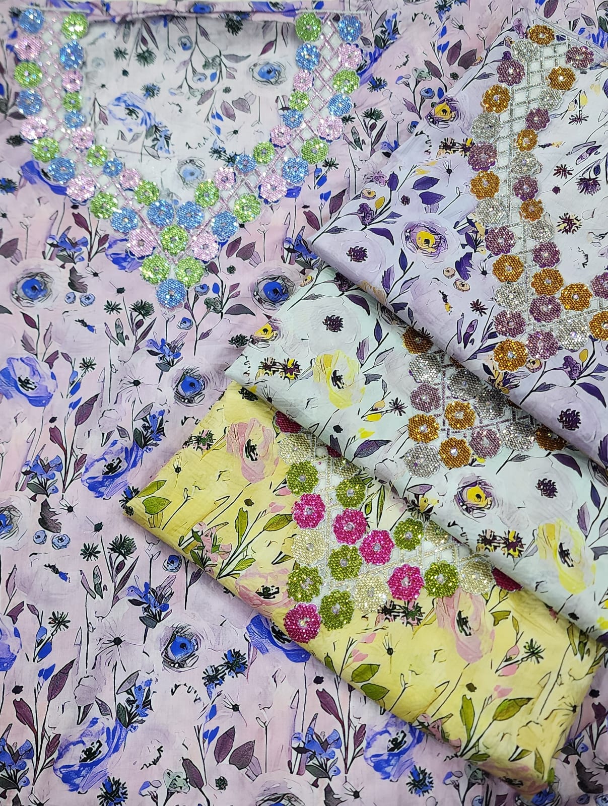 Enjoy the premium quality of Swiss digital cotton fabric specially designed for fine embroidery