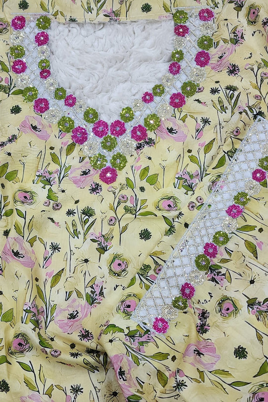 Enjoy the premium quality of Swiss digital cotton fabric specially designed for fine embroidery