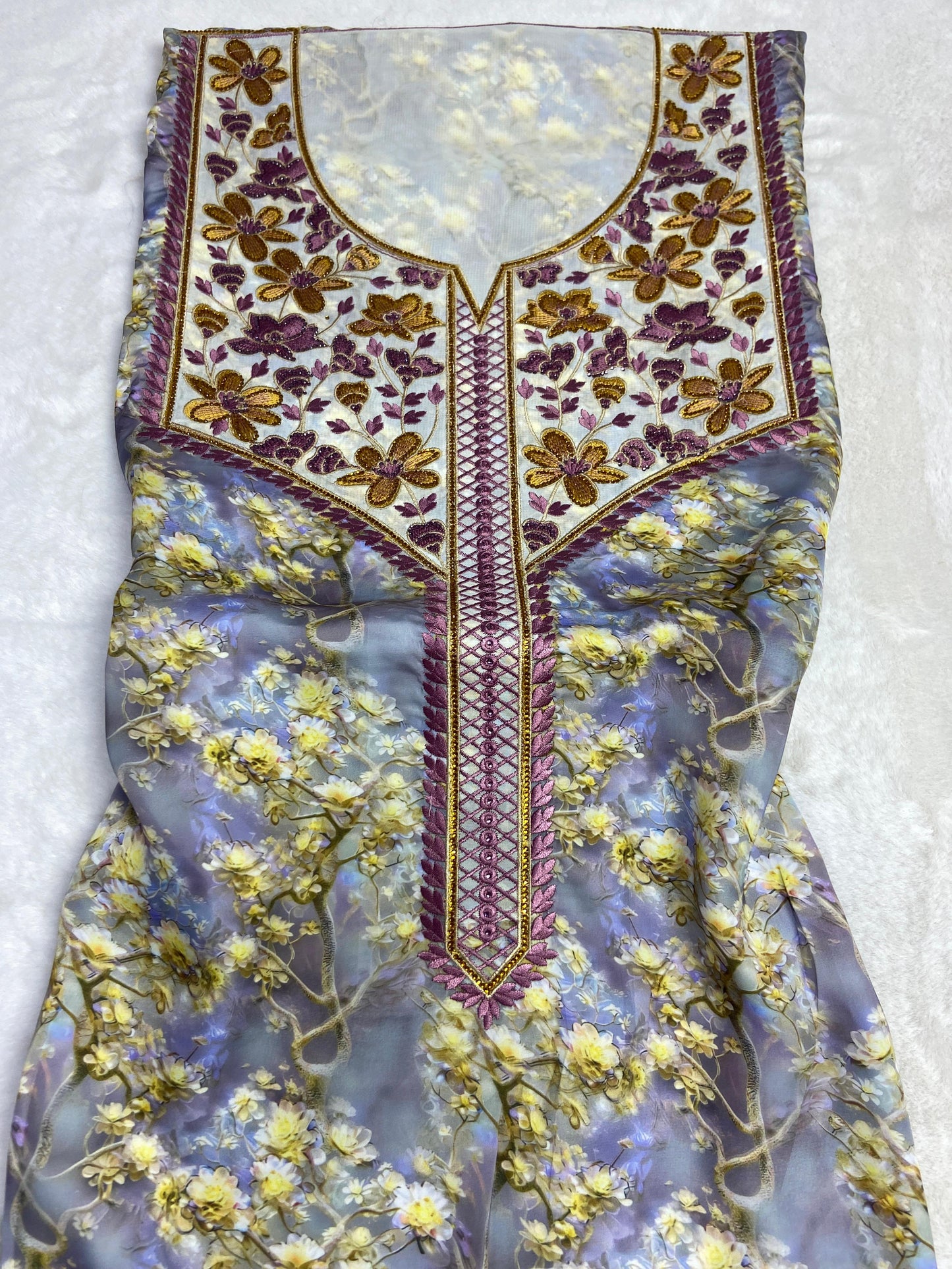 This authentic Armani silk fabric features intricate embroidery with number 6 studs, ideal for those working in fashion and tailoring with precision and taste