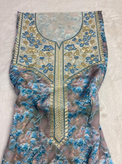 This authentic Armani silk fabric features intricate embroidery with number 6 studs, ideal for those working in fashion and tailoring with precision and taste