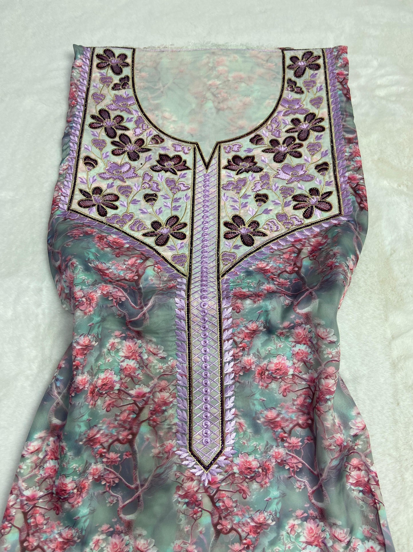 This authentic Armani silk fabric features intricate embroidery with number 6 studs, ideal for those working in fashion and tailoring with precision and taste