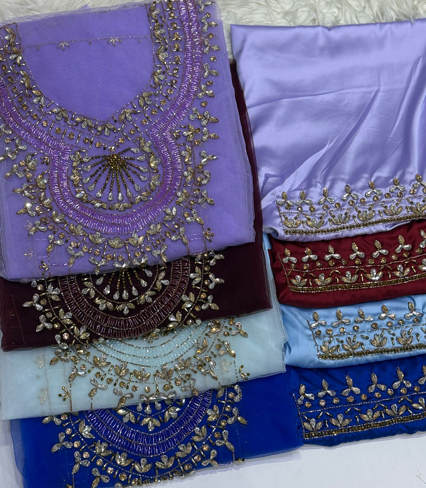 This luxurious set combines high-quality turkish fabric with distinctive beads and crystal elements for a sophisticated sparkle Armani silk