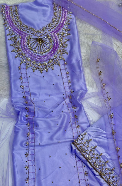 This luxurious set combines high-quality turkish fabric with distinctive beads and crystal elements for a sophisticated sparkle Armani silk