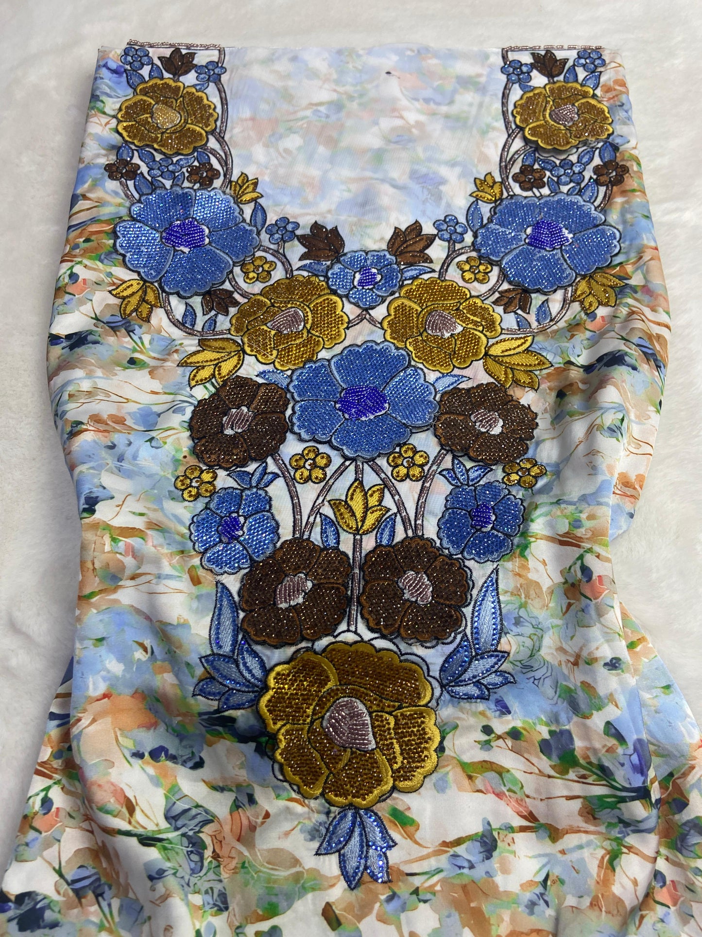 mber 6 rhinestAuthentic Italian raw silk, embellished with 4D embroidery and nuones,