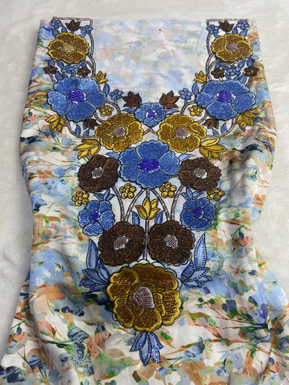 mber 6 rhinestAuthentic Italian raw silk, embellished with 4D embroidery and nuones,