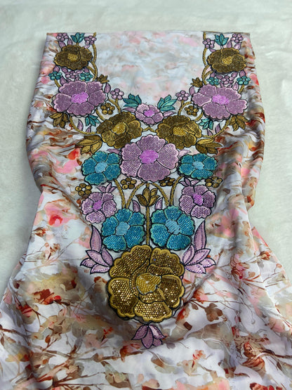 mber 6 rhinestAuthentic Italian raw silk, embellished with 4D embroidery and nuones,