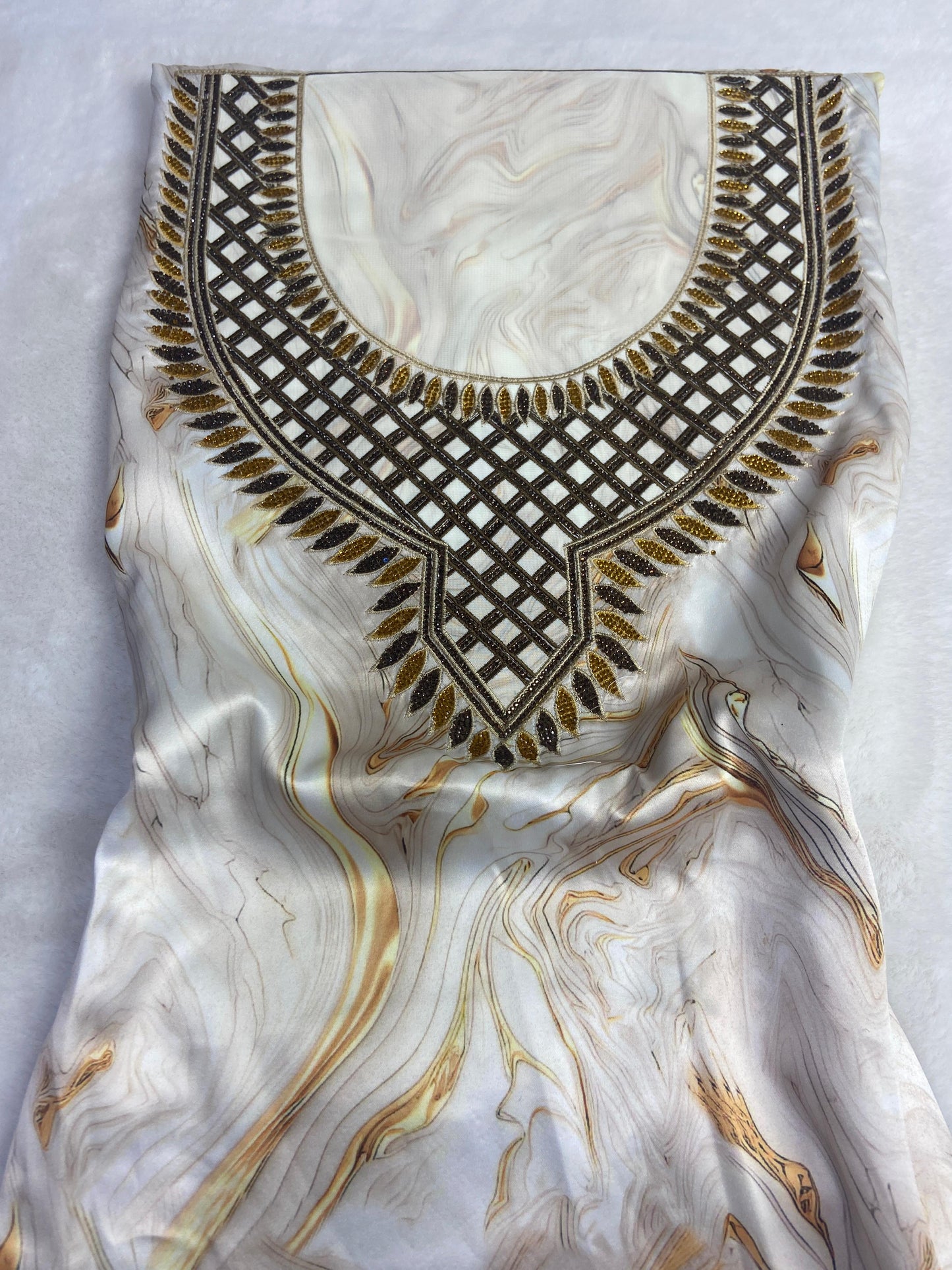 This authentic Italian digital silk fabric offers a luxurious material ideal for hand embroidery featuring No. 6 motifs