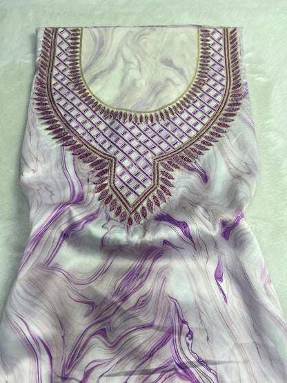 This authentic Italian digital silk fabric offers a luxurious material ideal for hand embroidery featuring No. 6 motifs