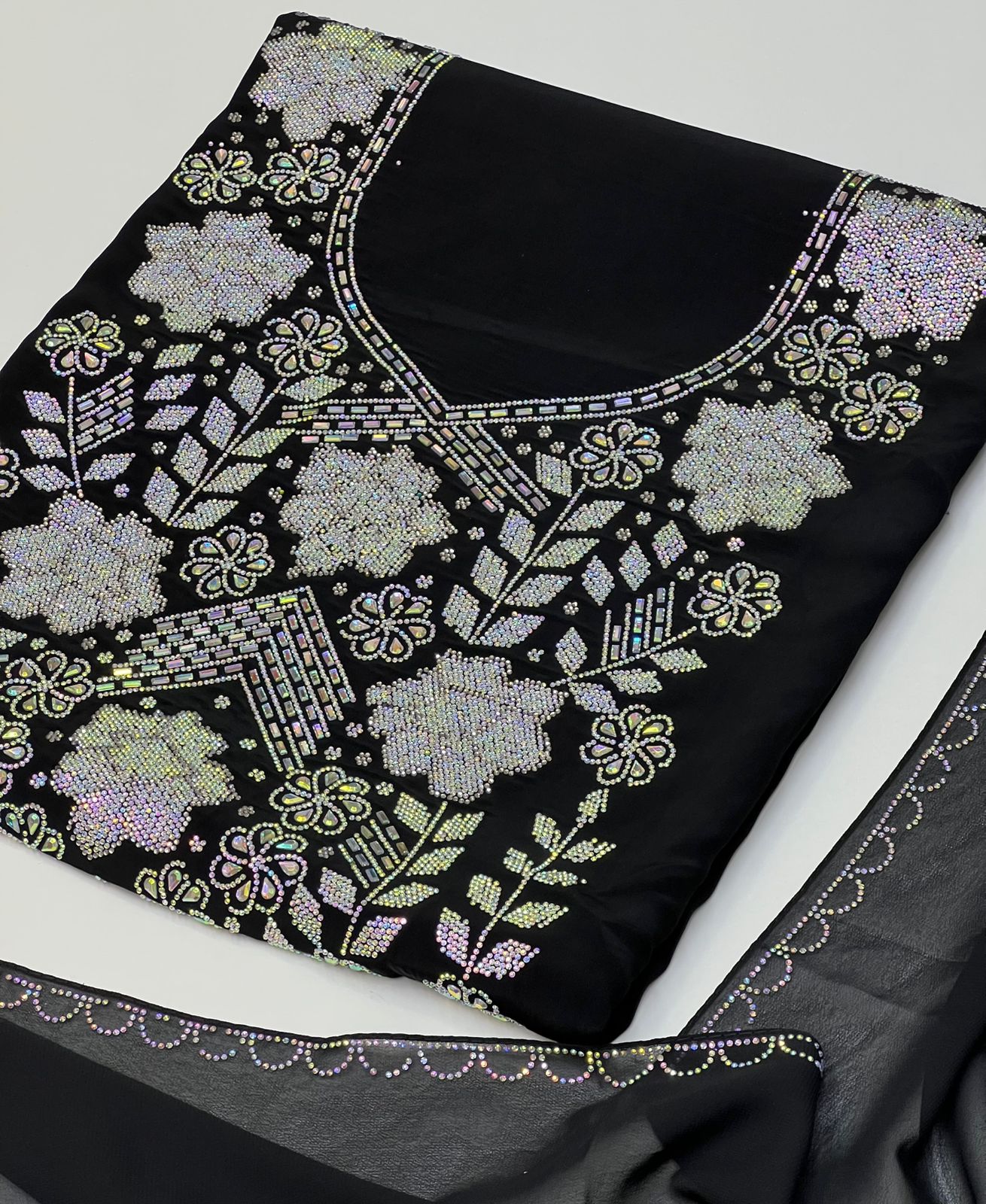 Shine with a luxurious Arabian look with this new diamond set Armani silk