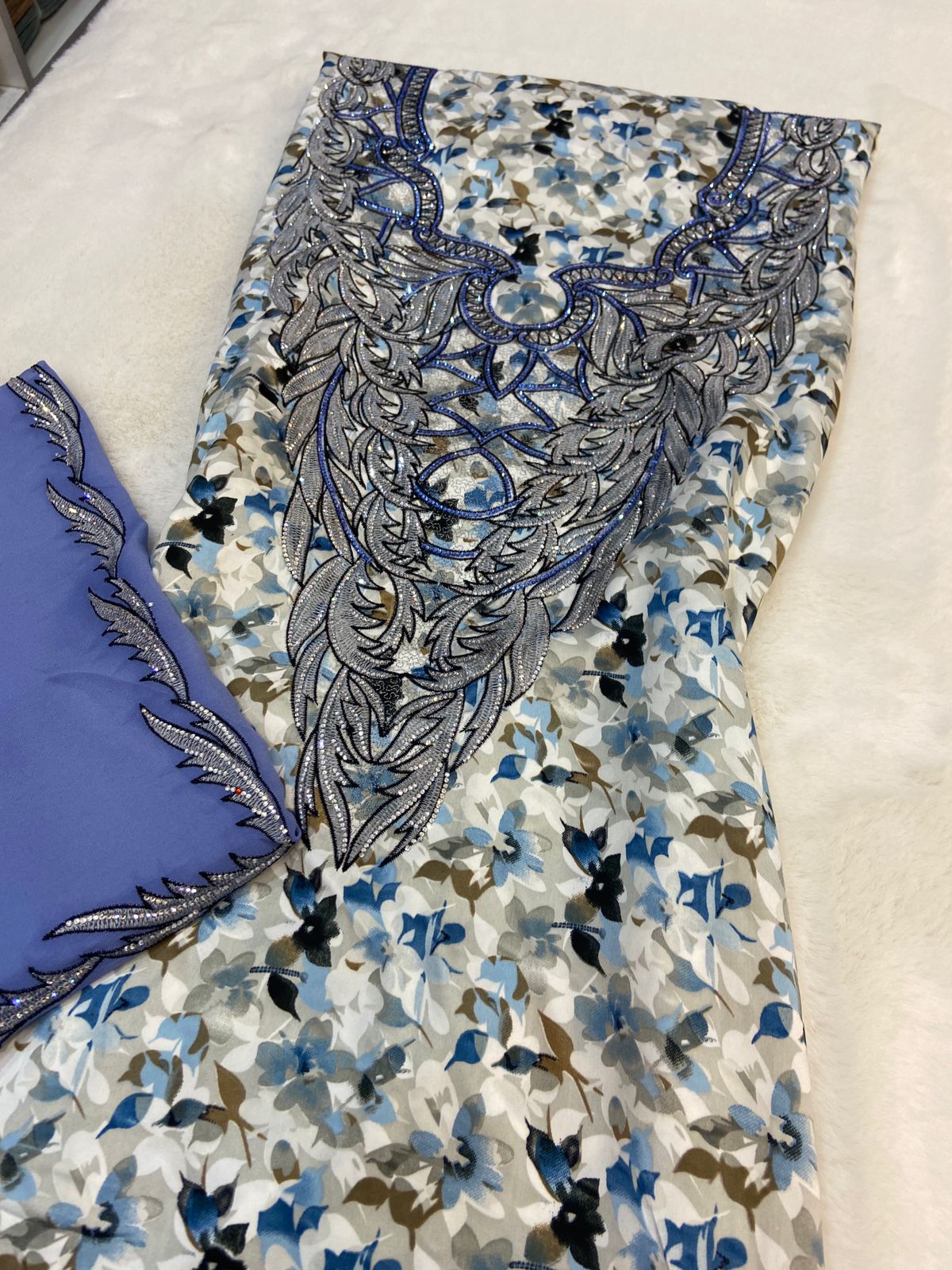 Luxurious Indonesian silk with a newly designed shawl that adds an elegant touch thanks to its distinctive beading. Style No. 6 is now available,