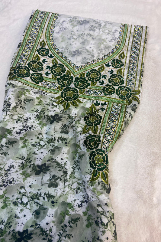 New digital cotton embellished with a six-pointed star design and elegant beads,