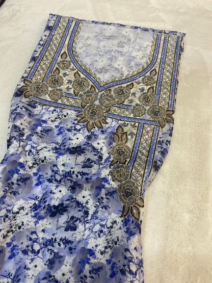 New digital cotton embellished with a six-pointed star design and elegant beads,