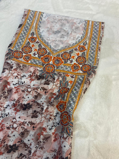 New digital cotton embellished with a six-pointed star design and elegant beads,