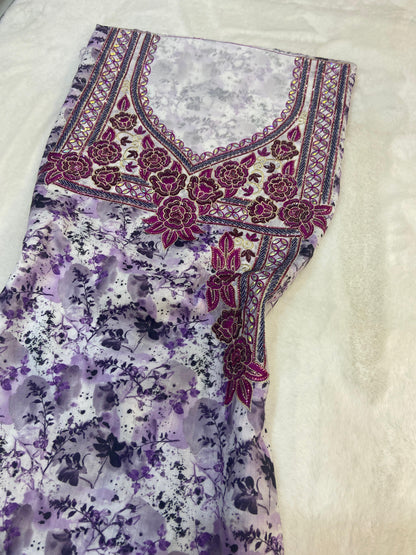 New digital cotton embellished with a six-pointed star design and elegant beads,