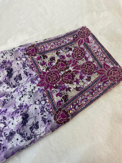 New digital cotton embellished with a six-pointed star design and elegant beads,