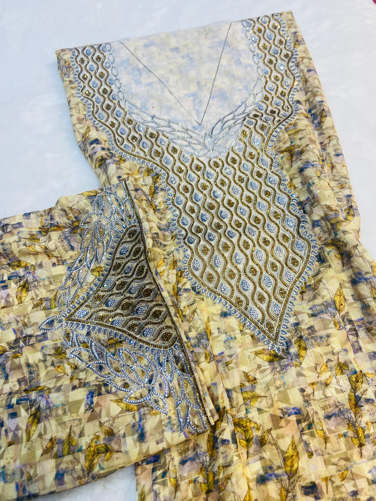 New digital cotton with a modern and elegant design, featuring six-pointed sequins that add a unique touch to the