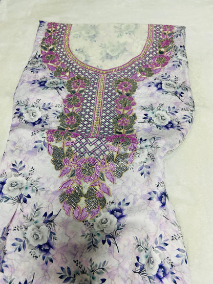 Luxurious Armani silk in a new design, embellished with six original medium-sized rhinestones